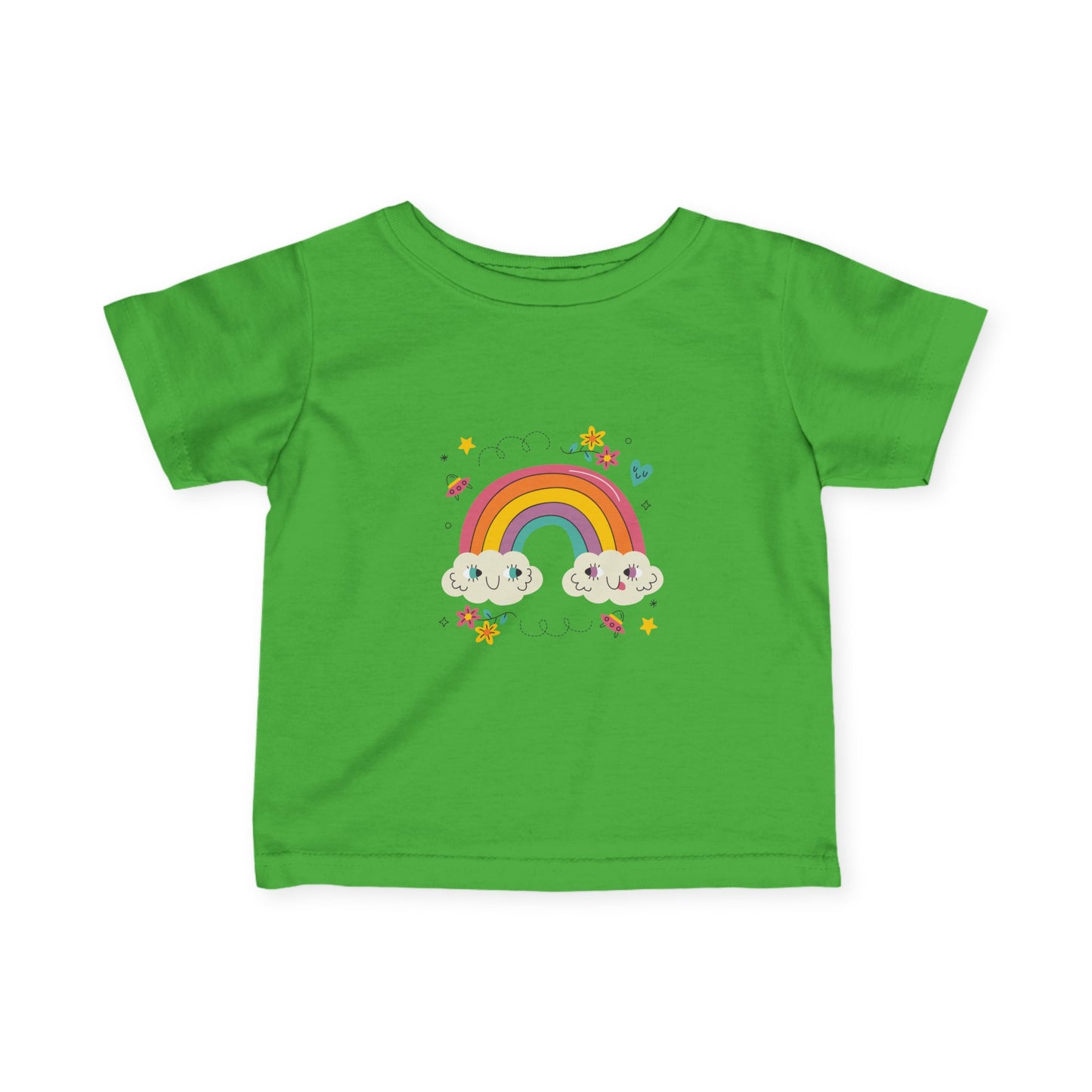 Infant Rainbow Tee – Cute Smiling Clouds & Stars Baby Shirt