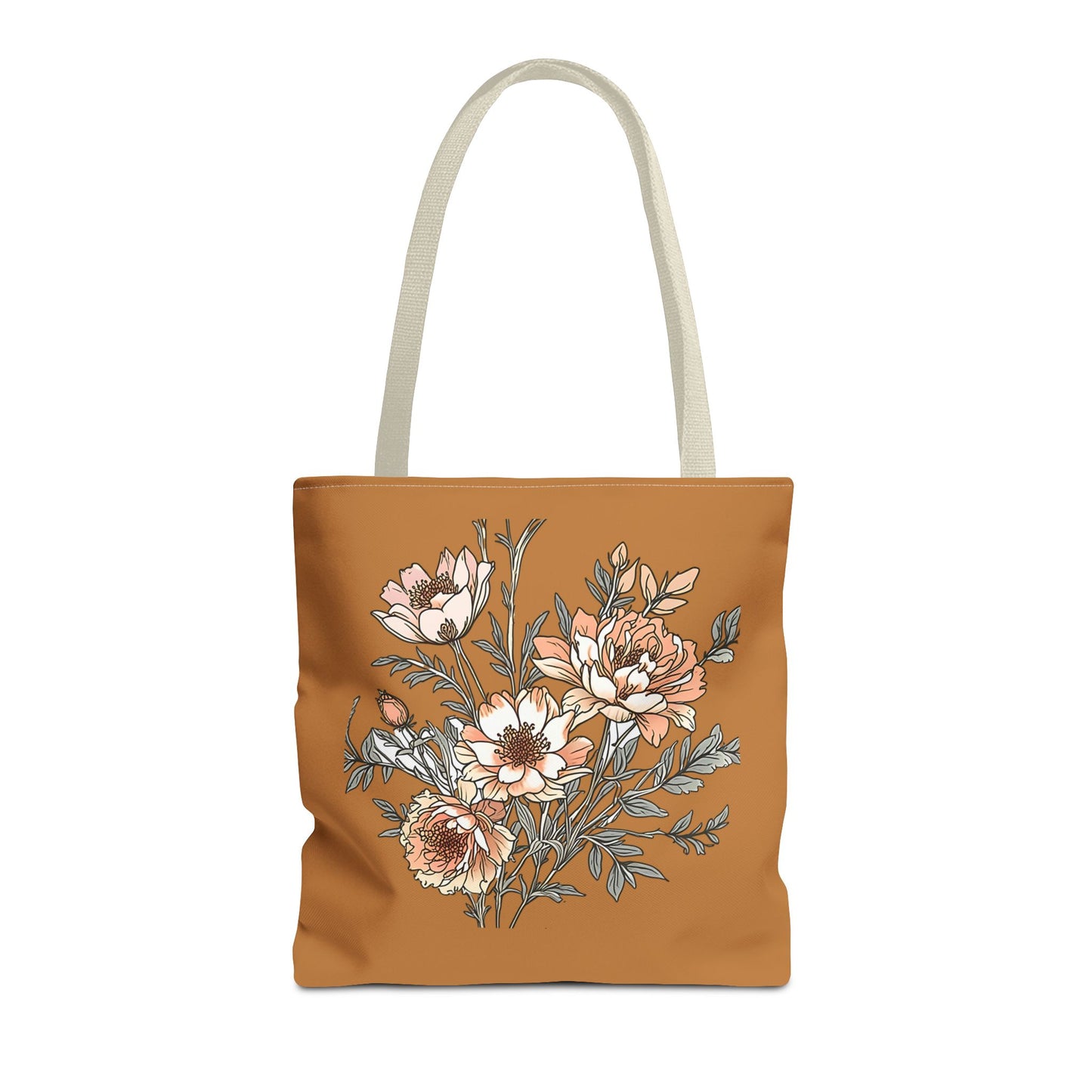 Floral Bouquet Tote Bag — Vintage Rust Floral Canvas Tote