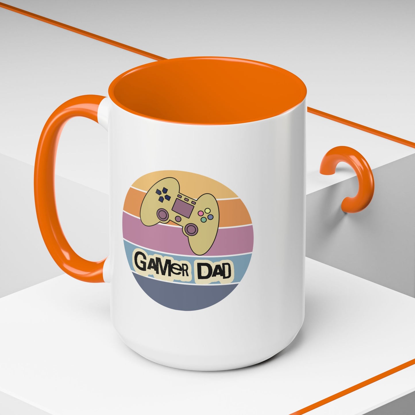 Gamer Dad Coffee Mug — Retro Controller Accent Mug (11/15 oz)