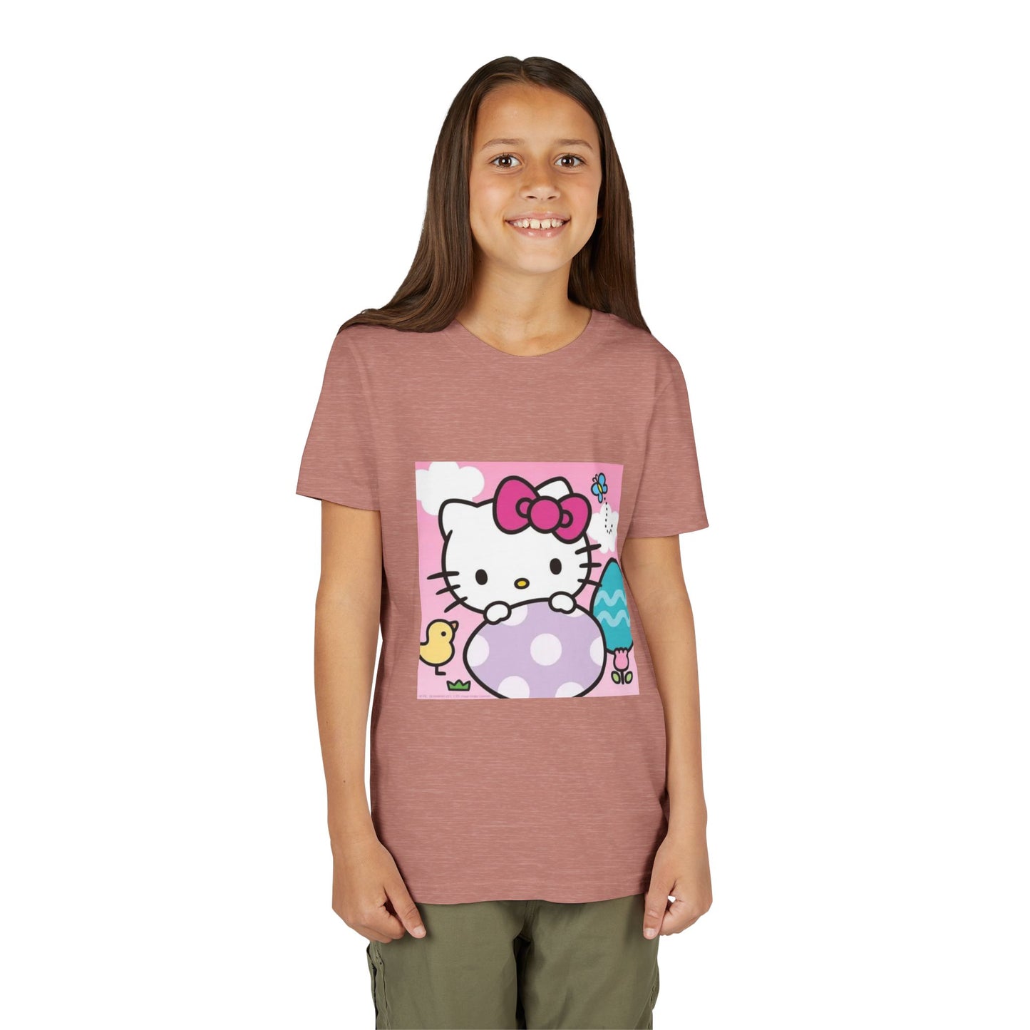 Hello Kitty Easter Youth Tee — Cute Bunny & Eggs Spring Shirt