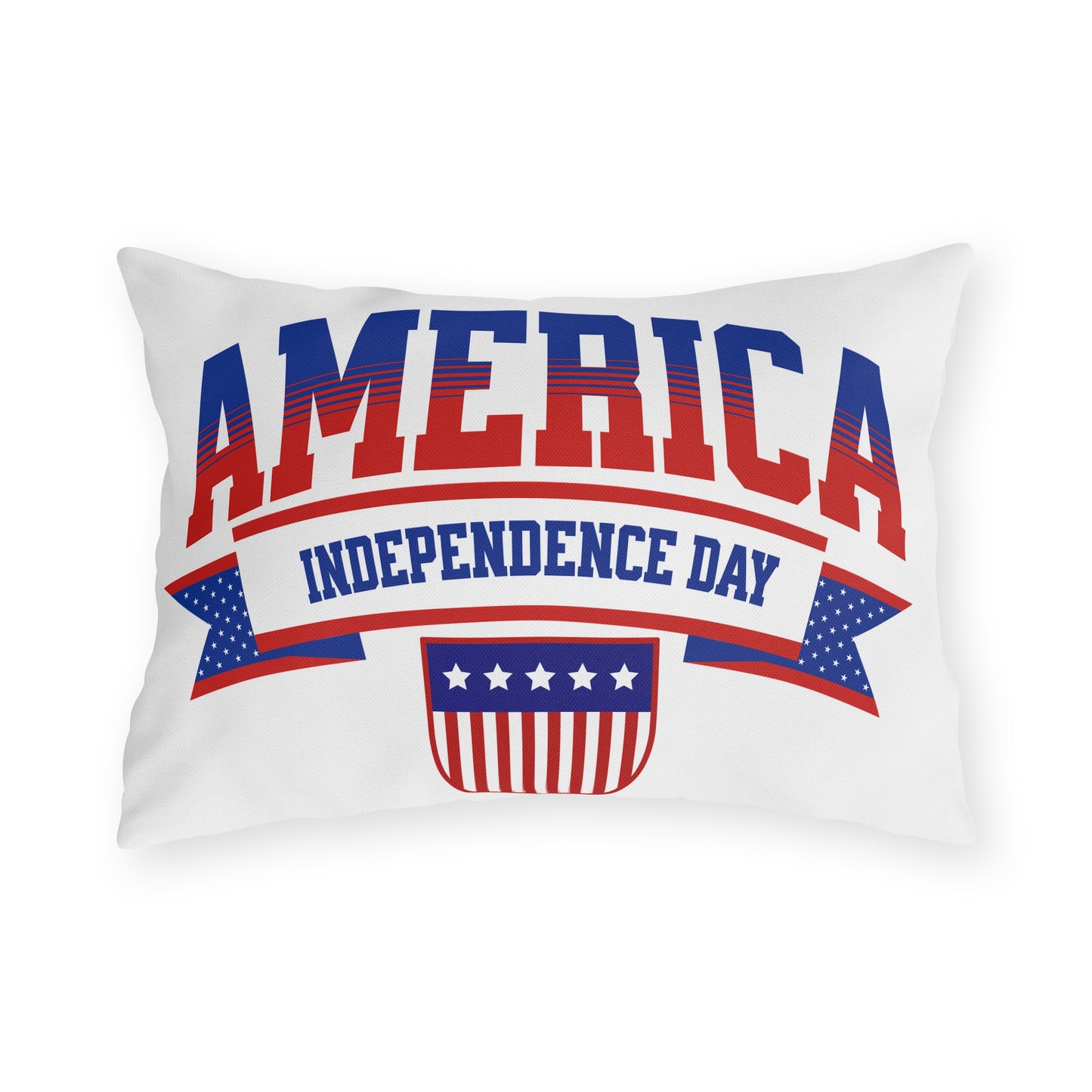 Independence Day America Outdoor Pillow — Patriotic Red, White & Blue Accent Cushion