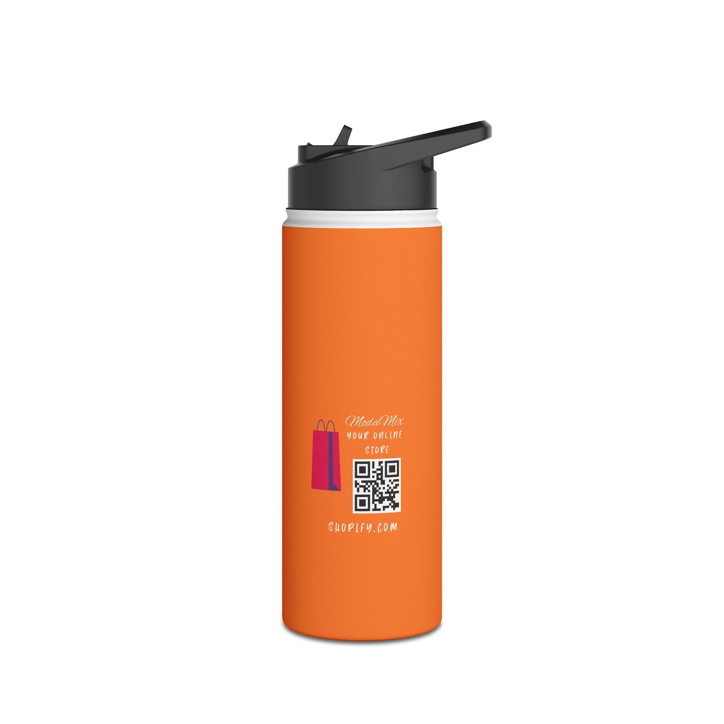 Personalized Orange Travel Water Bottle — Custom Name Stainless Steel Bottle