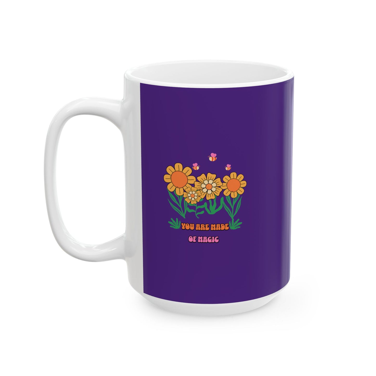 Purple Floral Ceramic Mug — Colorful Sunflower Bouquet Coffee Cup (11oz & 15oz)
