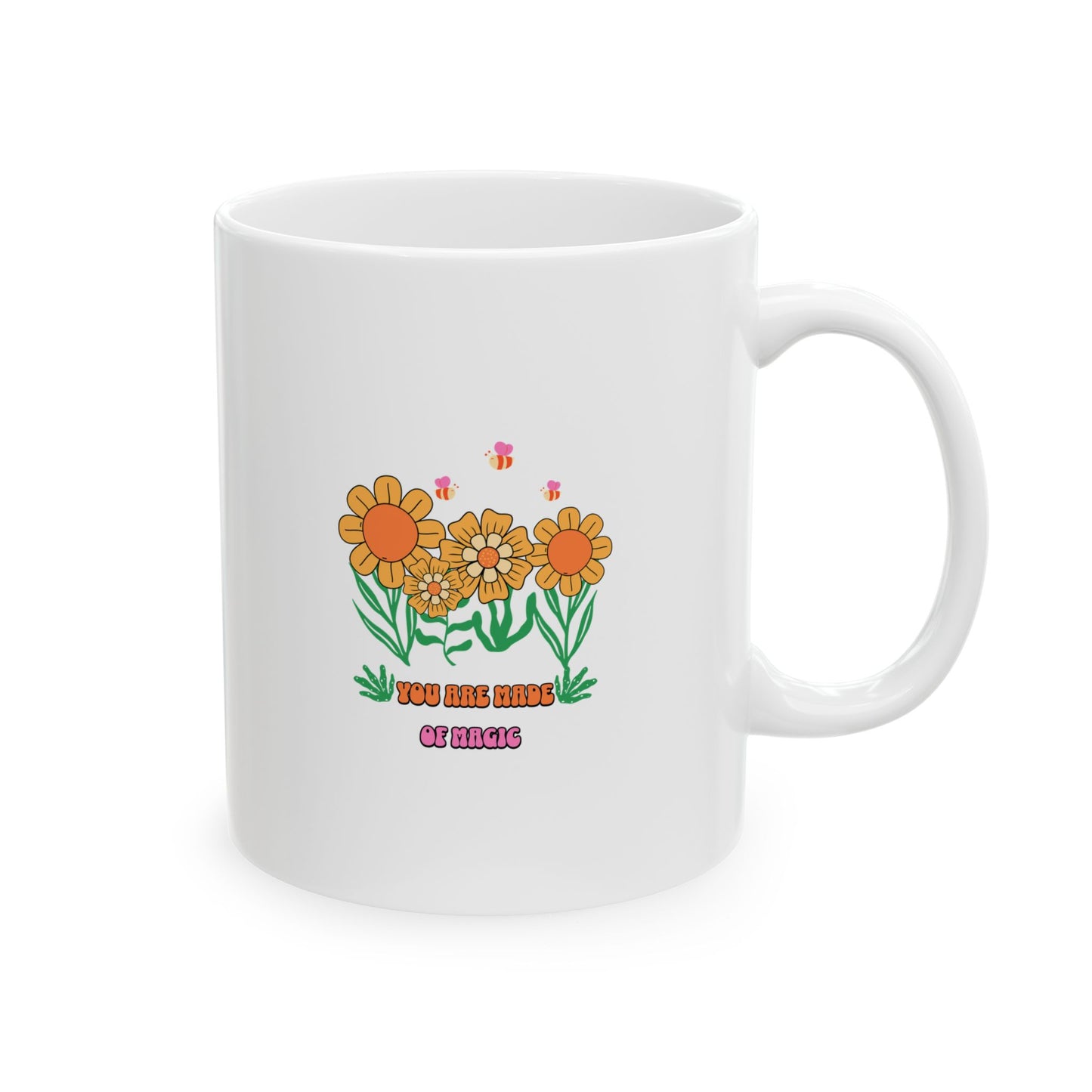 Floral Bloom Ceramic Mug — Orange Watercolor Flower Coffee Cup (11oz, 15oz)