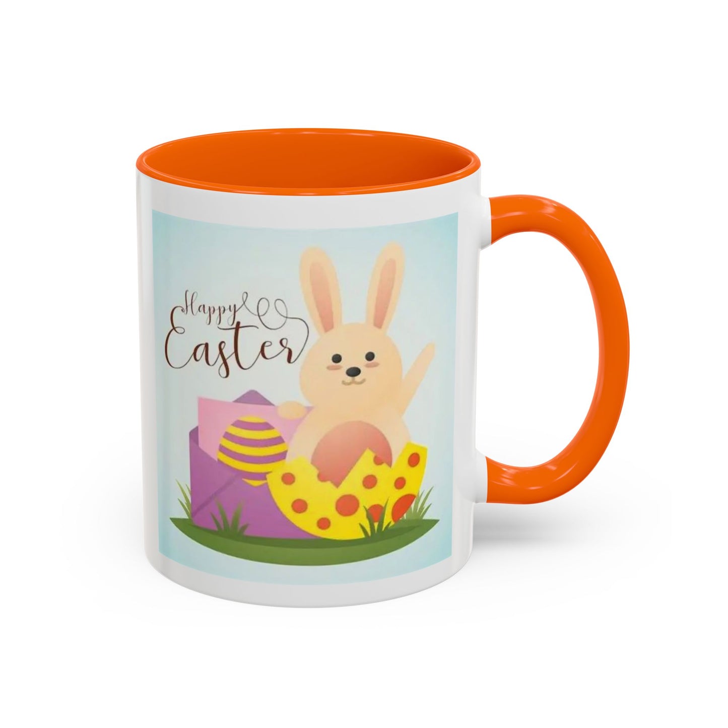 Easter Bunny Accent Coffee Mug – "Happy Easter" Spring Bunny & Egg Design (11/15oz)