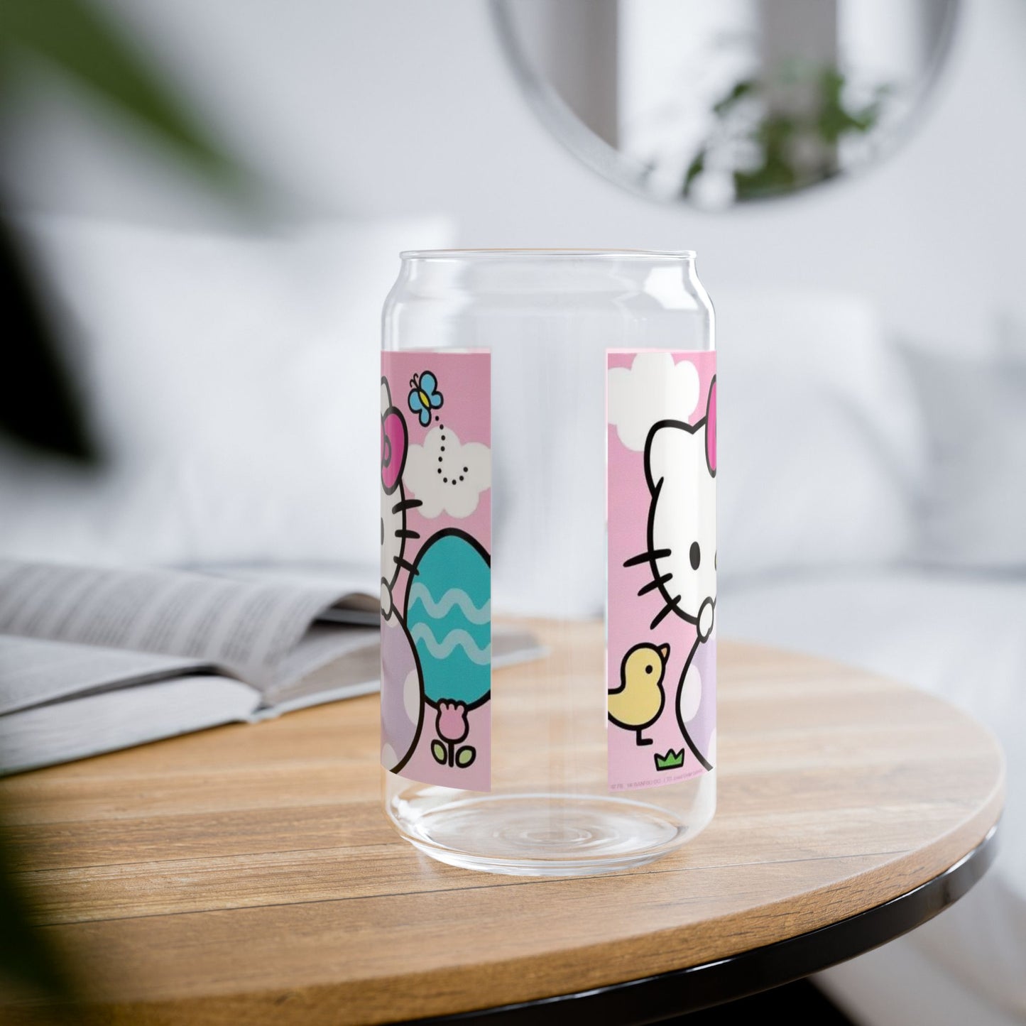 Hello Kitty Easter Sipper Glass 16oz — Cute Bunny & Egg Reusable Straw Tumbler
