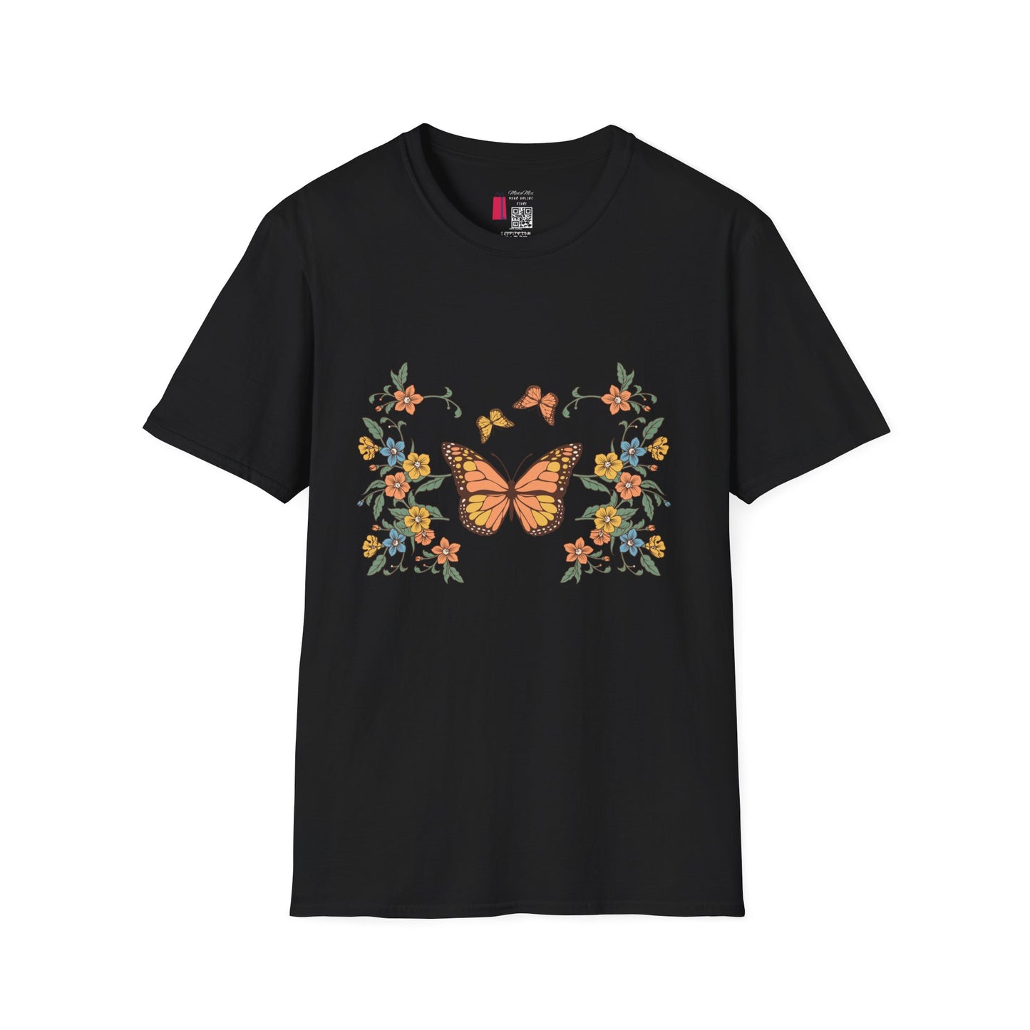 Monarch Butterfly Floral Tee — Vintage Botanical Butterfly T-Shirt