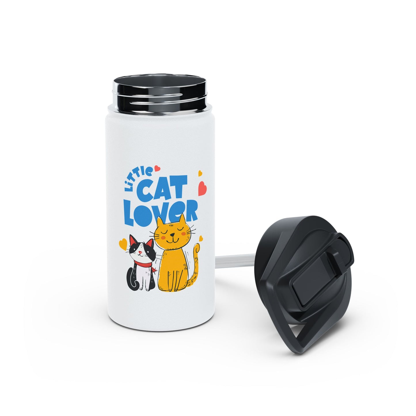 Little Cat Lover Stainless Steel Water Bottle — Cute Cartoon Cat Travel Bottle
