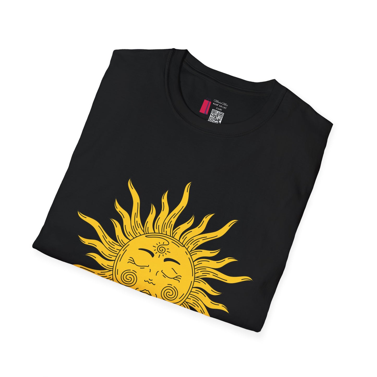 Vintage Celestial Sun T-Shirt — Retro Yellow Sun Face Graphic Tee