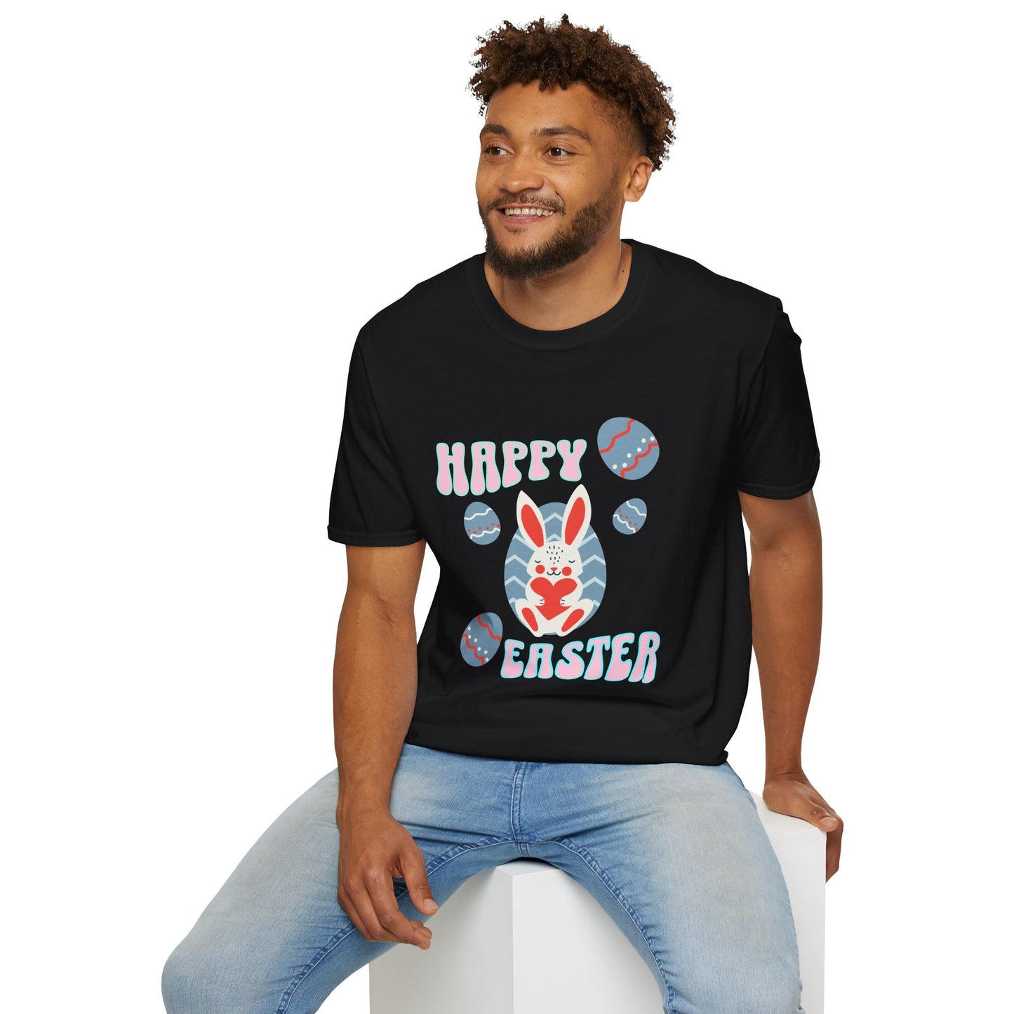 Happy Easter Bunny T-Shirt — Cute Pastel Easter Eggs Design