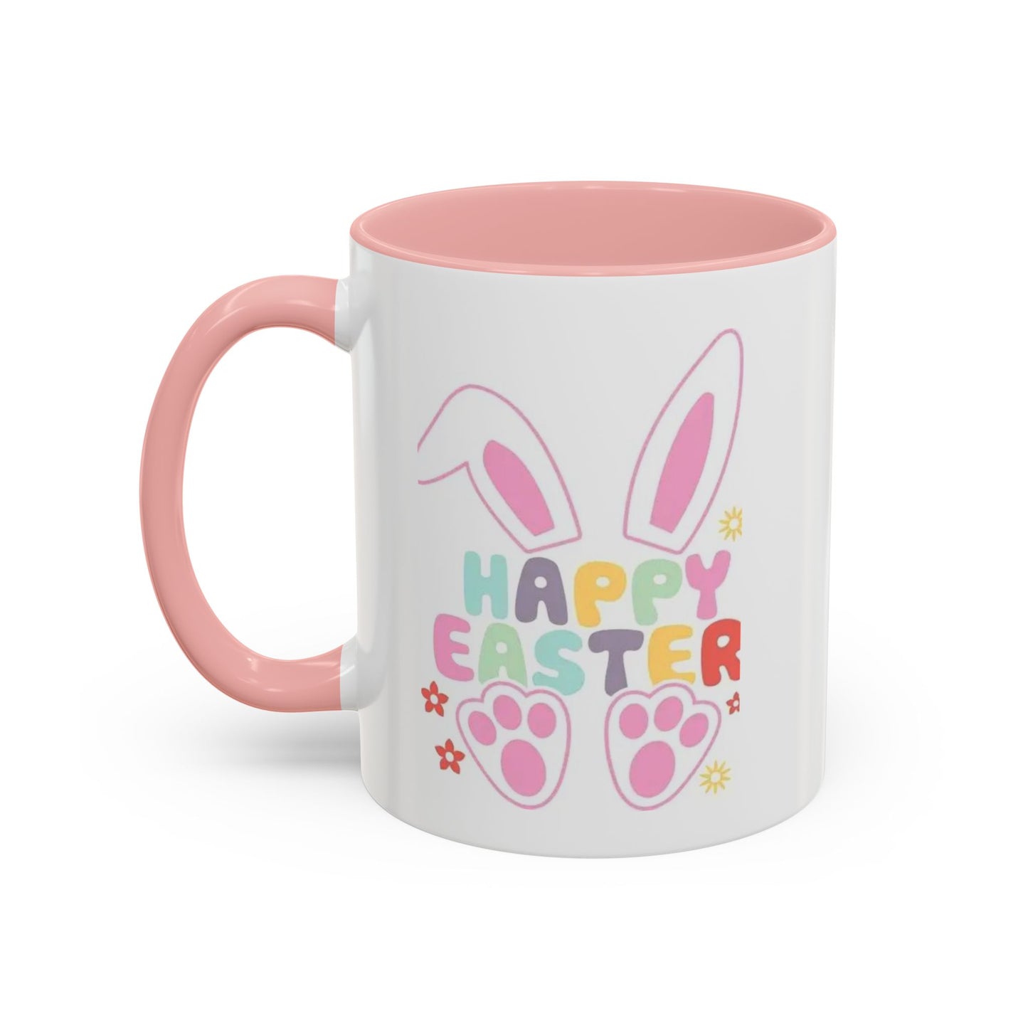 Happy Easter Bunny Accent Coffee Mug — Pink Interior 11/15oz