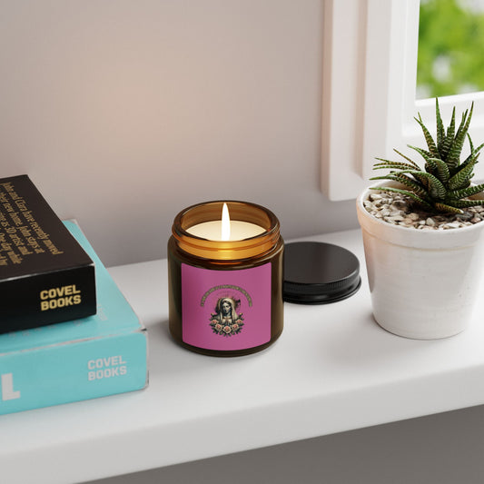 Virgin Mary Soy Candle — Amber Jar Scented Candle with Roses (Multi-Size)