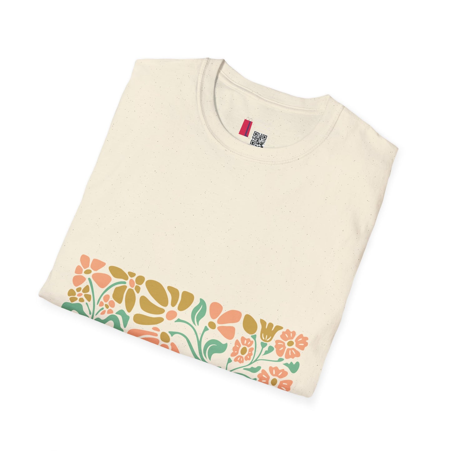Floral Meadow T-Shirt — Pastel Botanical Stripe Tee