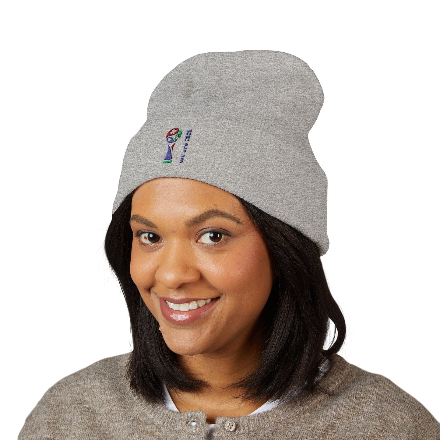 Embroidered 2026 World Cup Trophy Beanie — Soccer Fan Cuffed Knit Hat