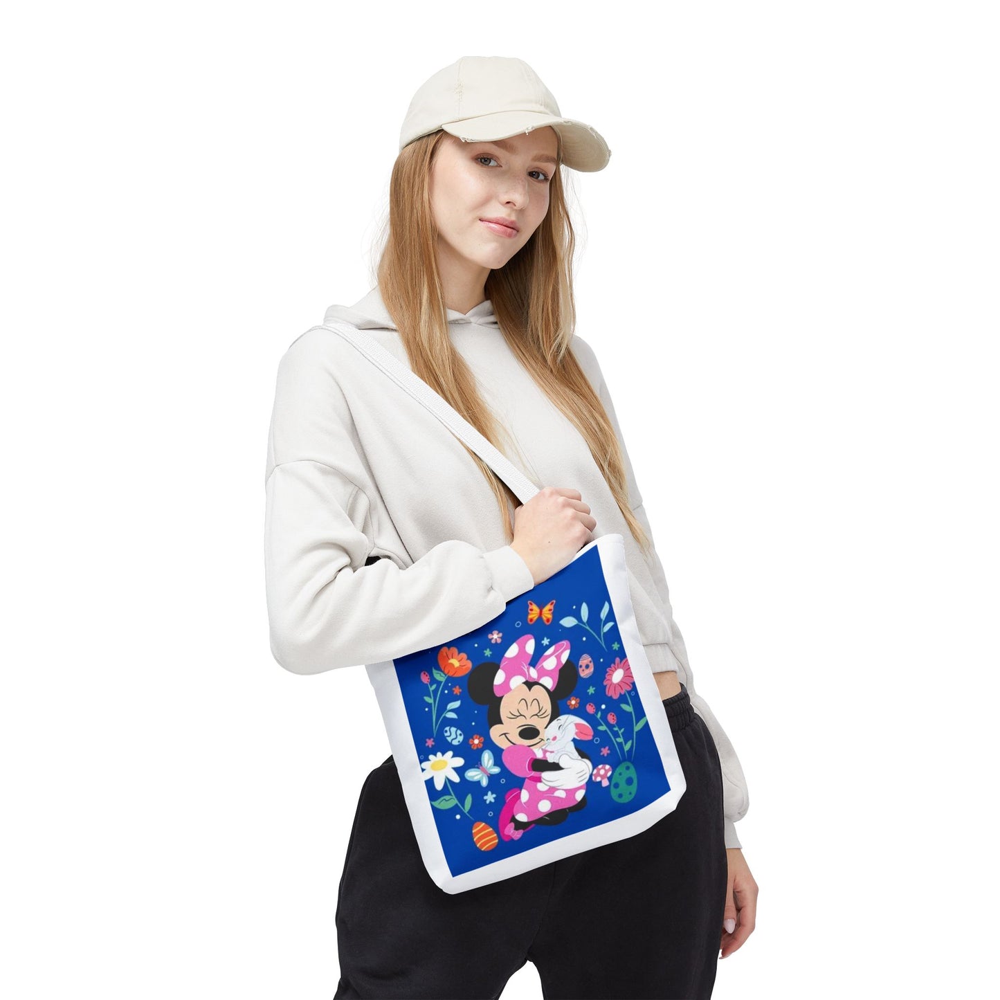 Floral Minnie Bunny Tote Bag — Cute Easter Canvas Carryall
