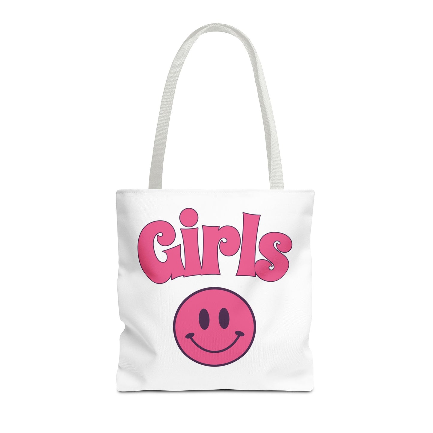 Girls Pink Smile Tote Bag — Cute Retro Smiley Shopper