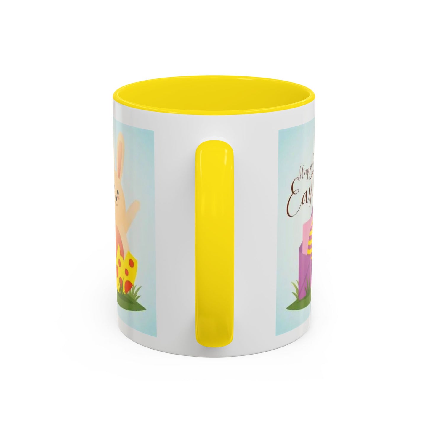 Easter Bunny Accent Coffee Mug – "Happy Easter" Spring Bunny & Egg Design (11/15oz)