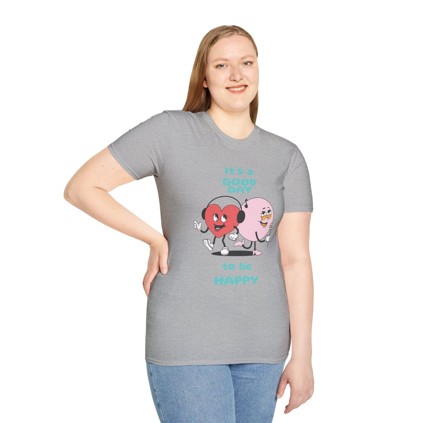 It's a Good Day to Be Happy T-Shirt — Cute Heart & Smile Graphic Tee