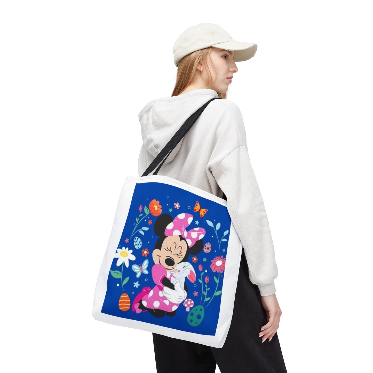 Floral Minnie Bunny Tote Bag — Cute Easter Canvas Carryall