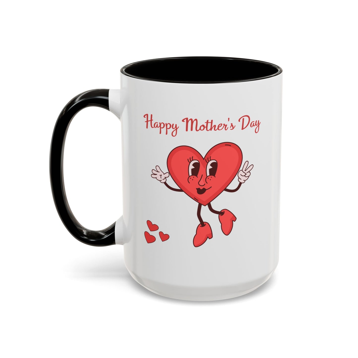 Happy Mother's Day Heart Mug — Cute Retro Heart Mom Coffee Cup (11oz, 15oz)