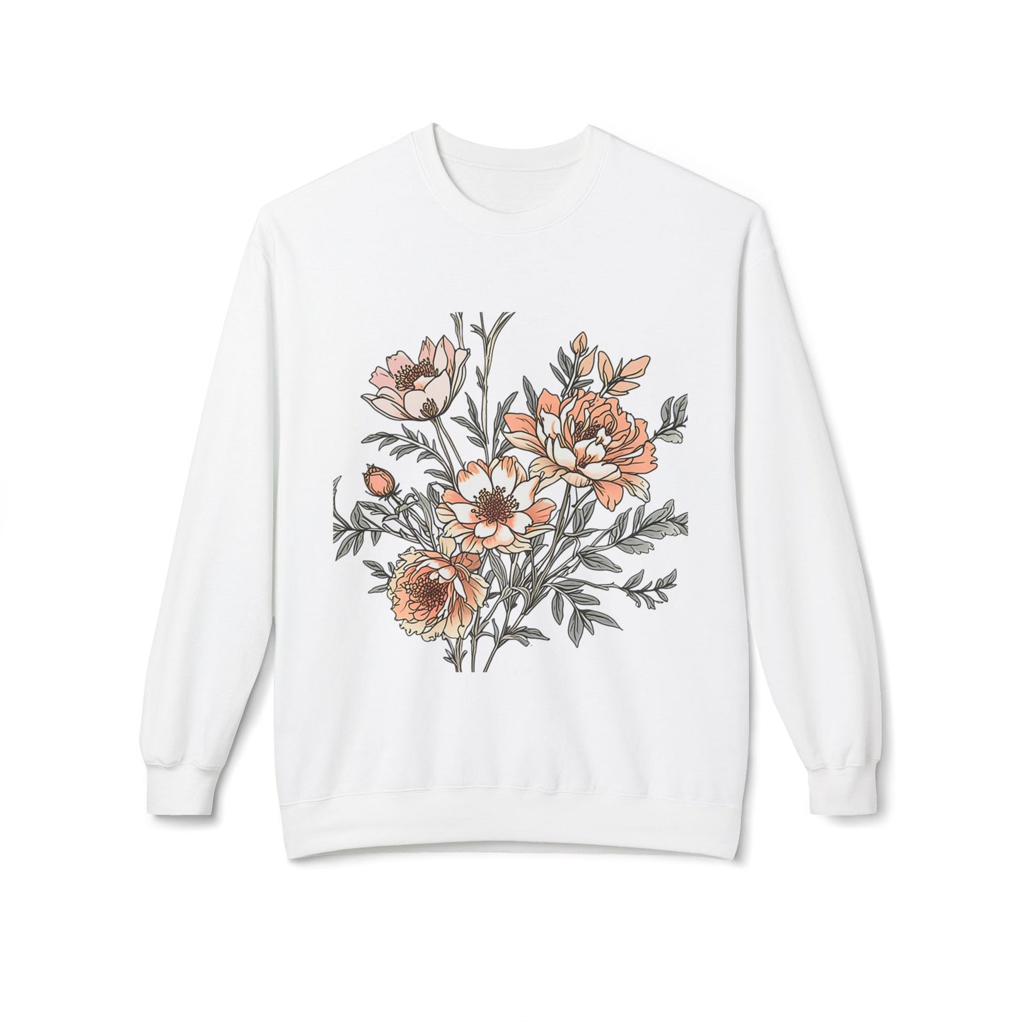 Floral Bouquet Crewneck Sweatshirt — Vintage Peach Blooms