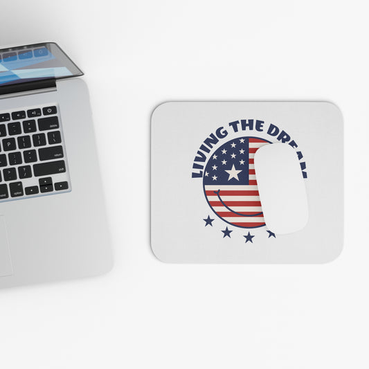 Living the Dream American Flag Smiley Mouse Pad