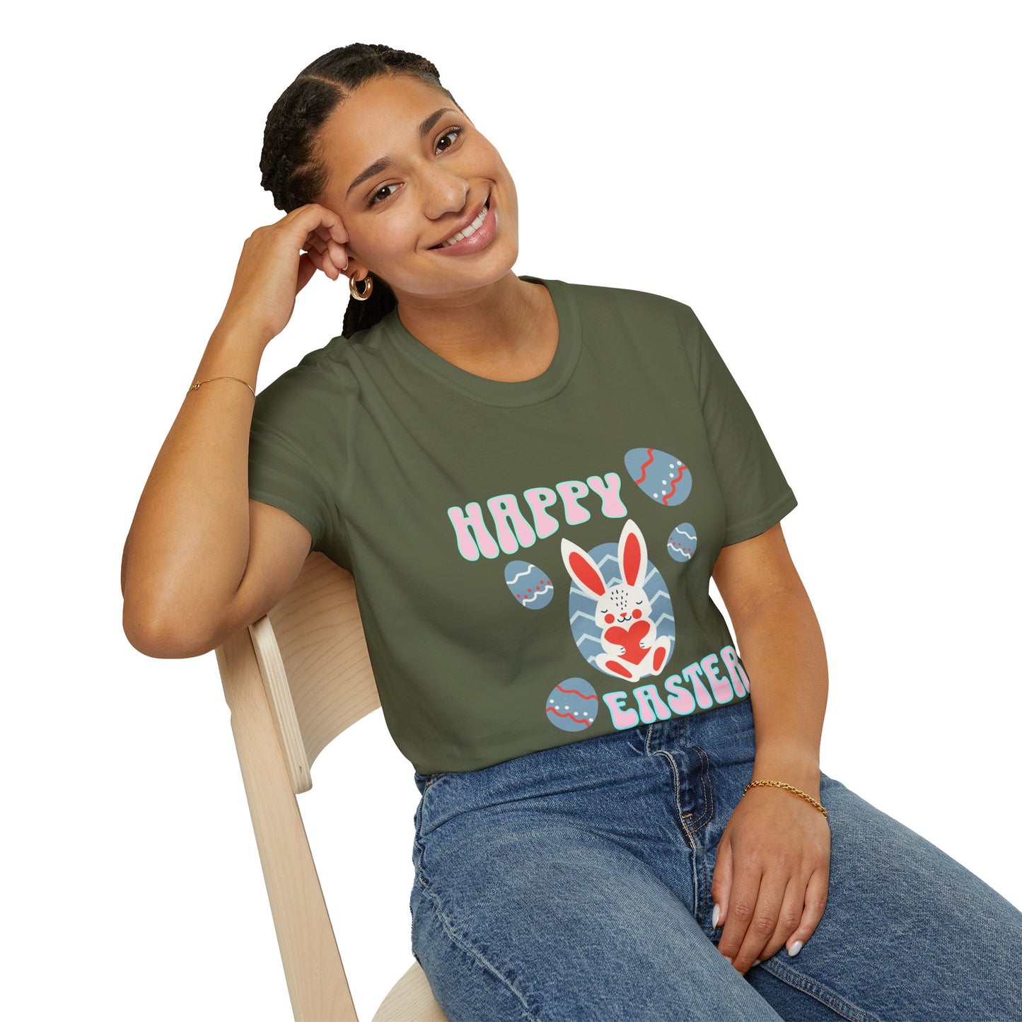 Happy Easter Bunny T-Shirt — Cute Pastel Easter Eggs Design