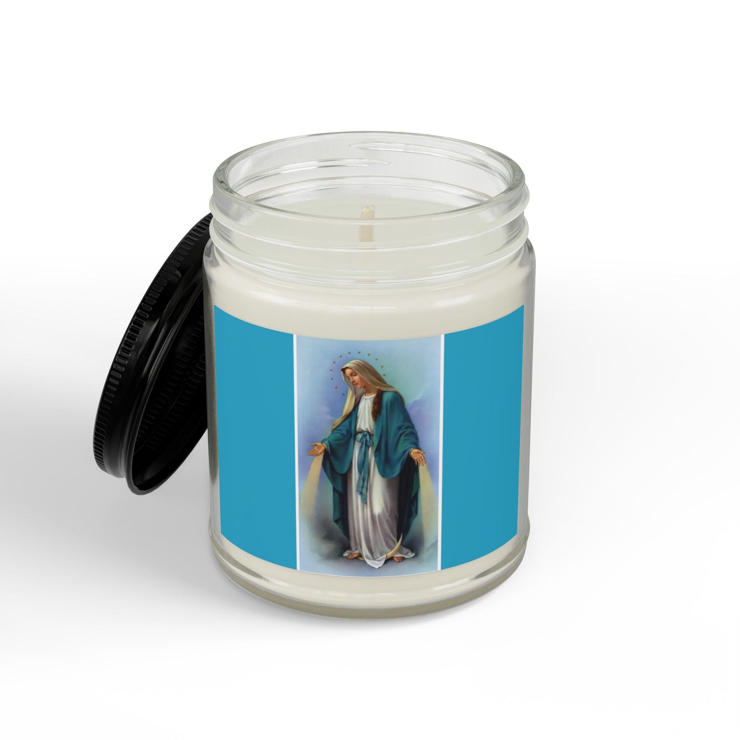 Our Lady Devotional Soy Candle — 4oz & 9oz Scented Jar with Black Lid