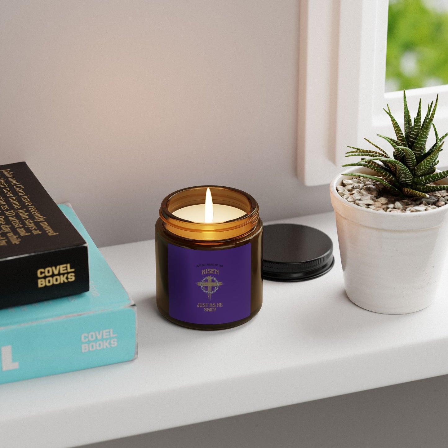 Resurrection Amber Soy Candle — “He Is Risen” Purple Label