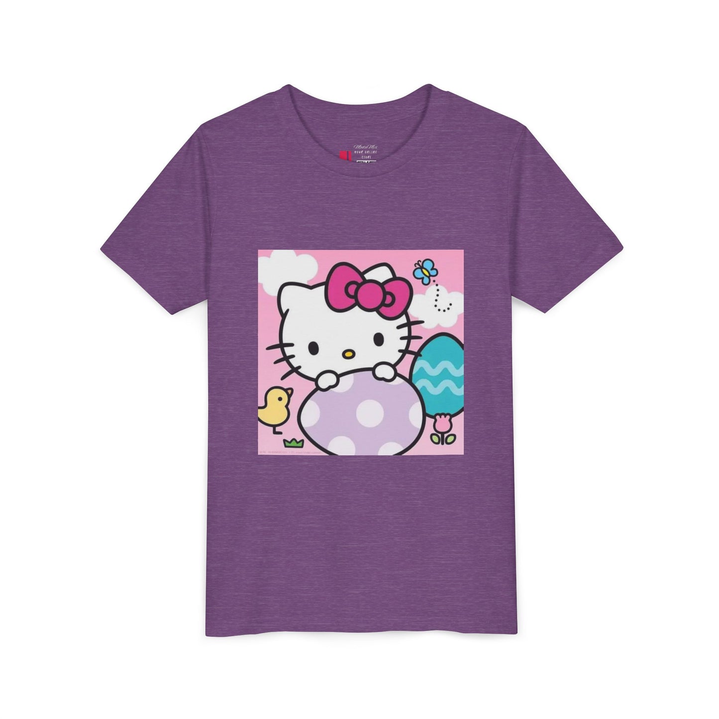 Hello Kitty Easter Youth Tee — Cute Bunny & Eggs Spring Shirt