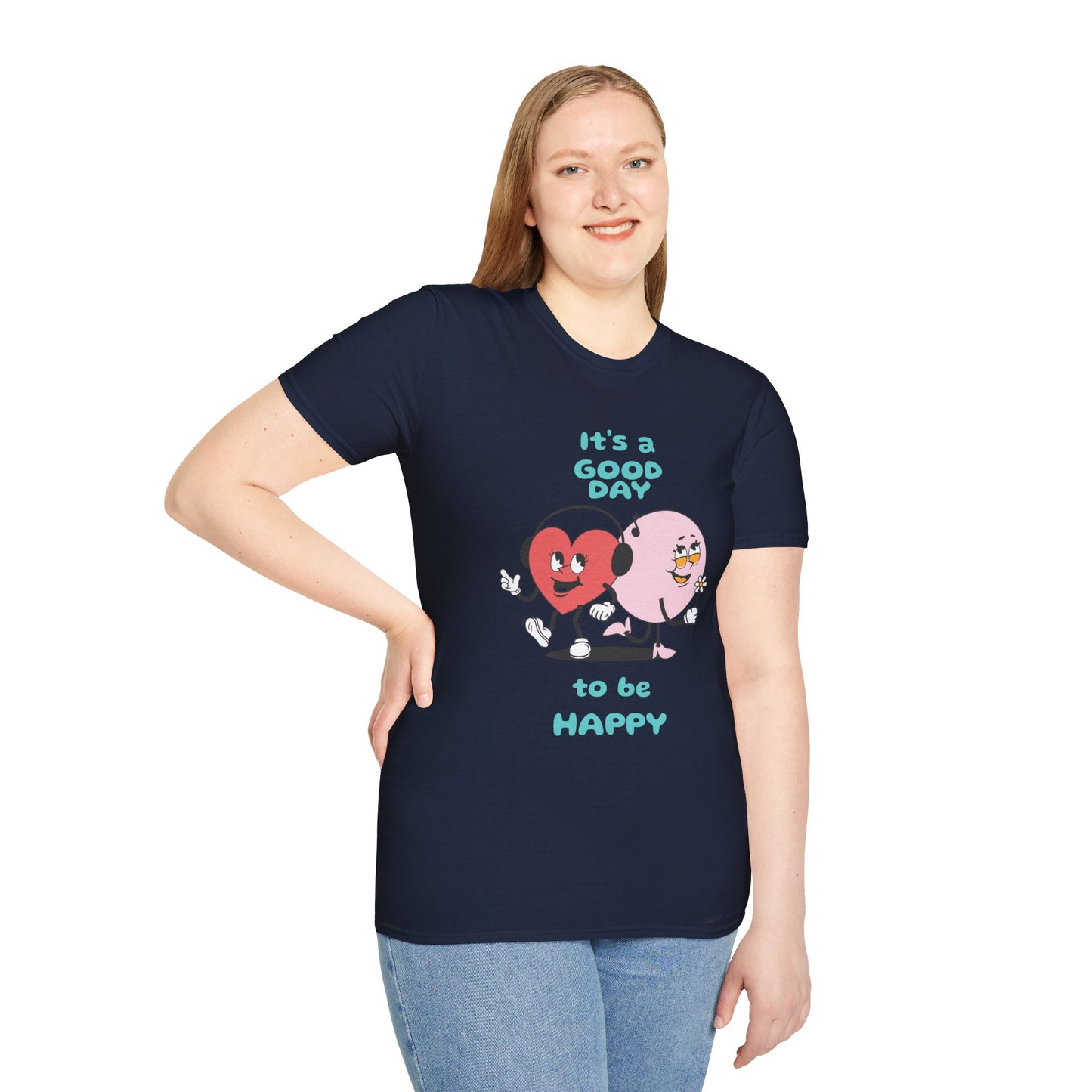 It's a Good Day to Be Happy T-Shirt — Cute Heart & Smile Graphic Tee
