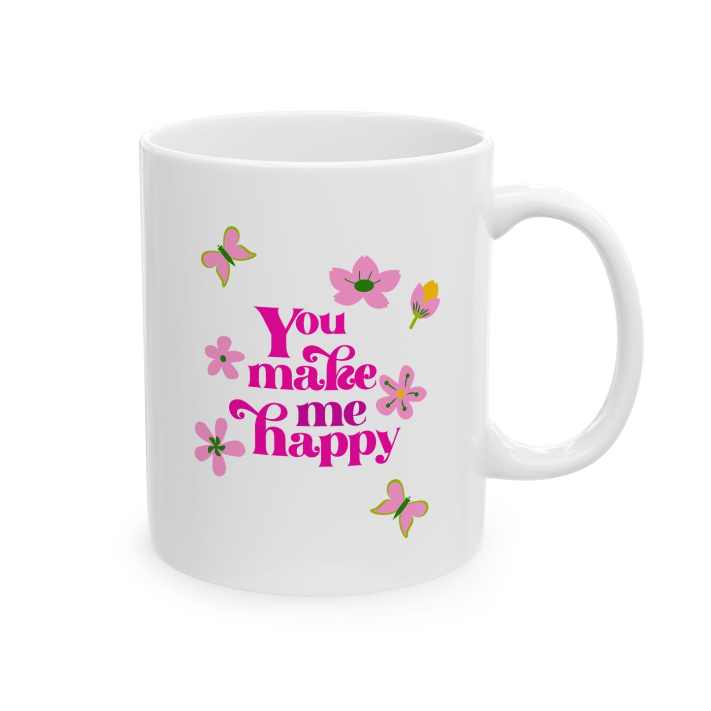Floral Pink Cherry Blossom Ceramic Mug – Cute Spring Coffee Cup (11oz/15oz)