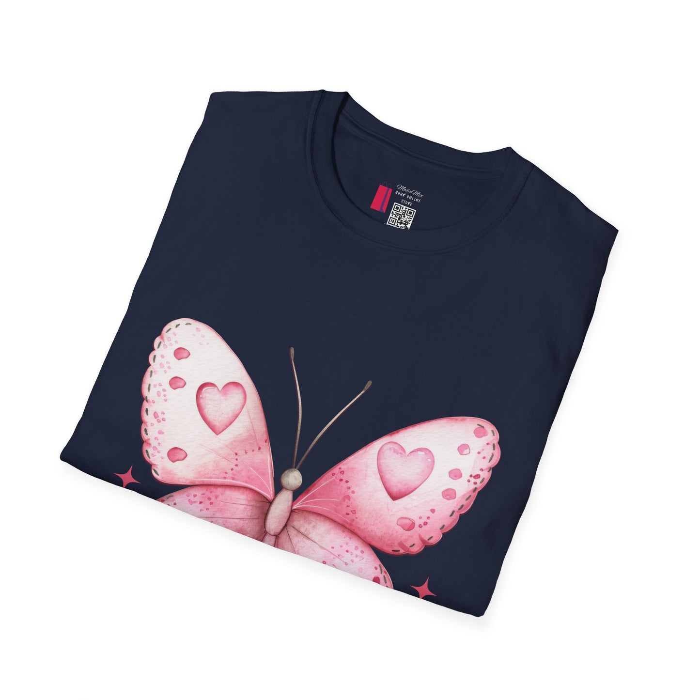 Pink Heart Butterfly T-Shirt — Cute Romantic Graphic Tee