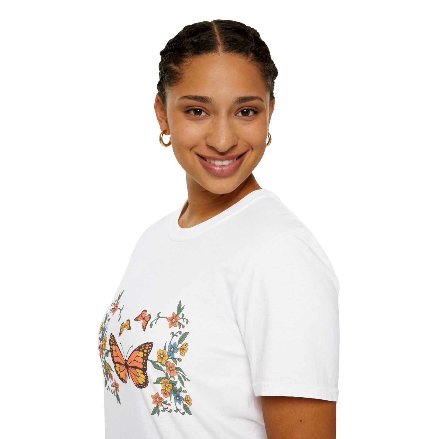 Monarch Butterfly Floral Tee — Vintage Botanical Butterfly T-Shirt