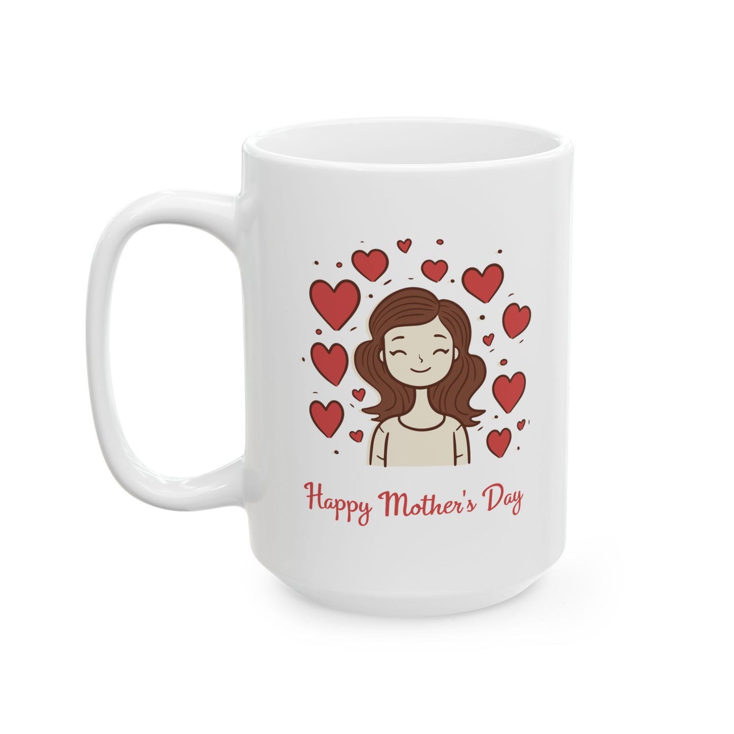 Valentine’s Day Heart Stack Ceramic Mug — 'Happy Day' Romantic Coffee Cup (11oz & 15oz)