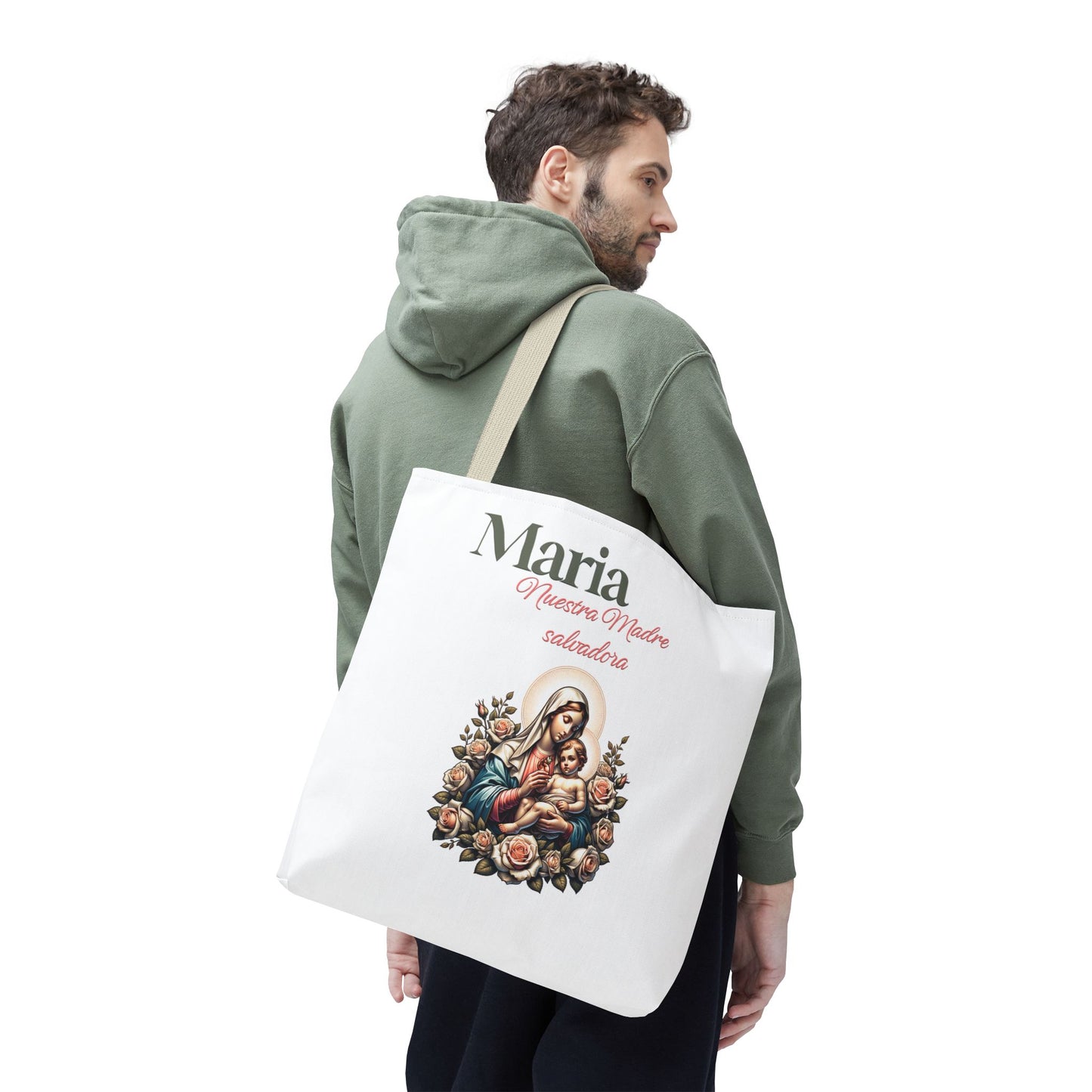 Faith Maria Jesus Tote Bag — Religious Faith All-Over Print Tote