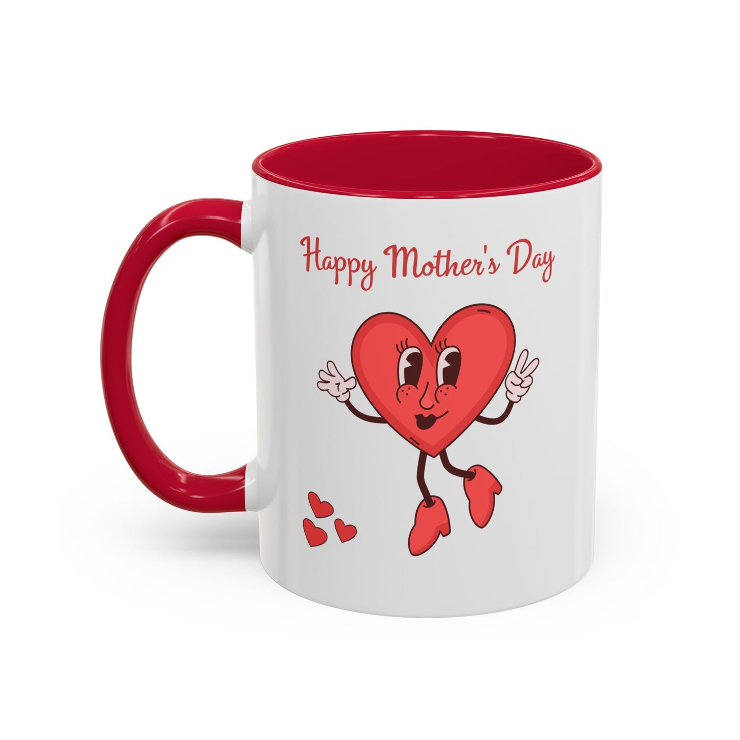 Happy Mother's Day Heart Mug — Cute Retro Heart Mom Coffee Cup (11oz, 15oz)