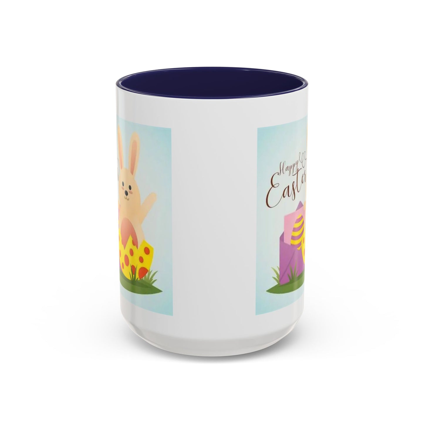 Easter Bunny Accent Coffee Mug – "Happy Easter" Spring Bunny & Egg Design (11/15oz)