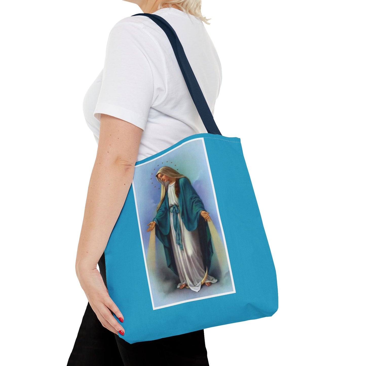 Virgin Mary Religious Tote Bag — Catholic Madonna AOP Shoulder Tote