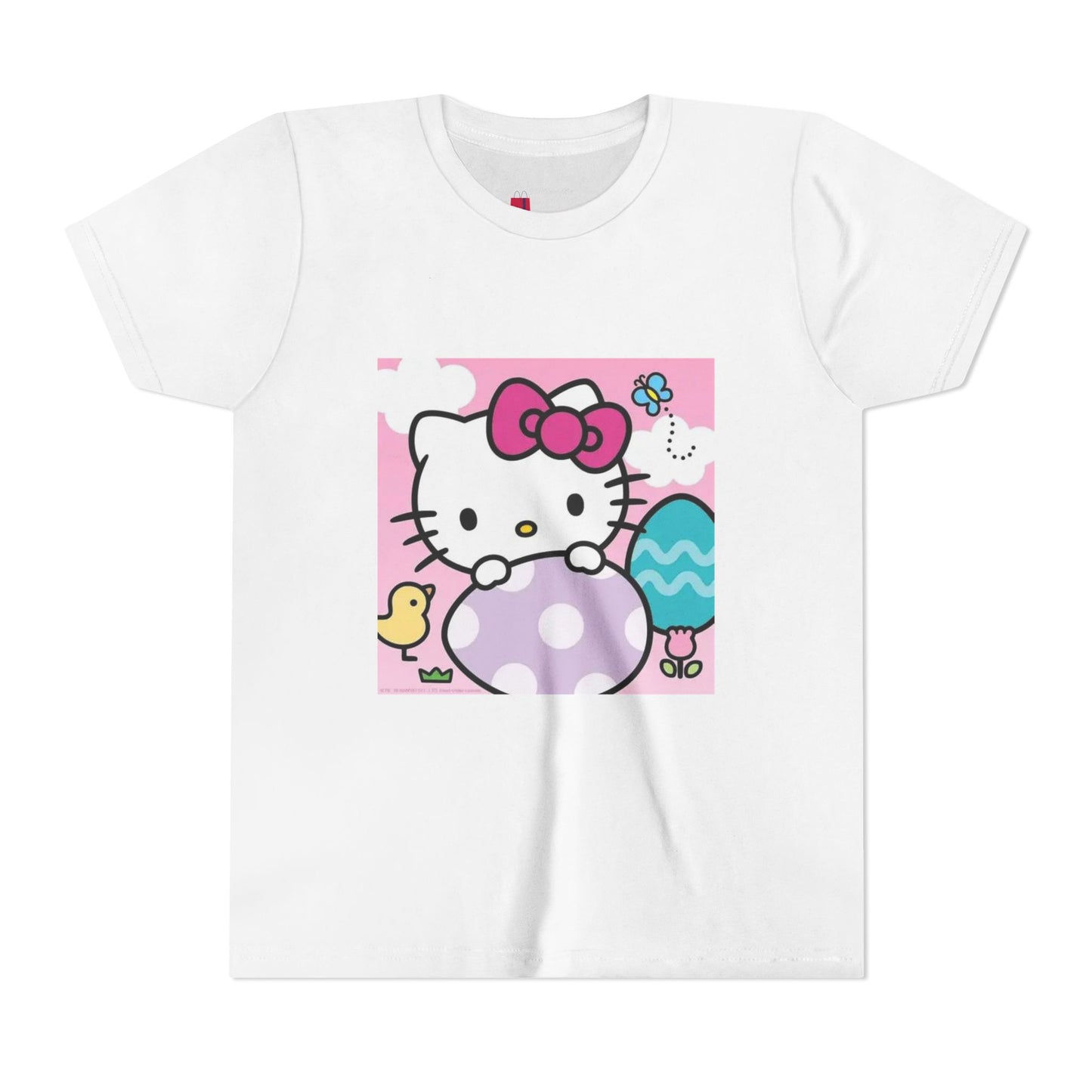 Hello Kitty Easter Youth Tee — Cute Bunny & Eggs Spring Shirt