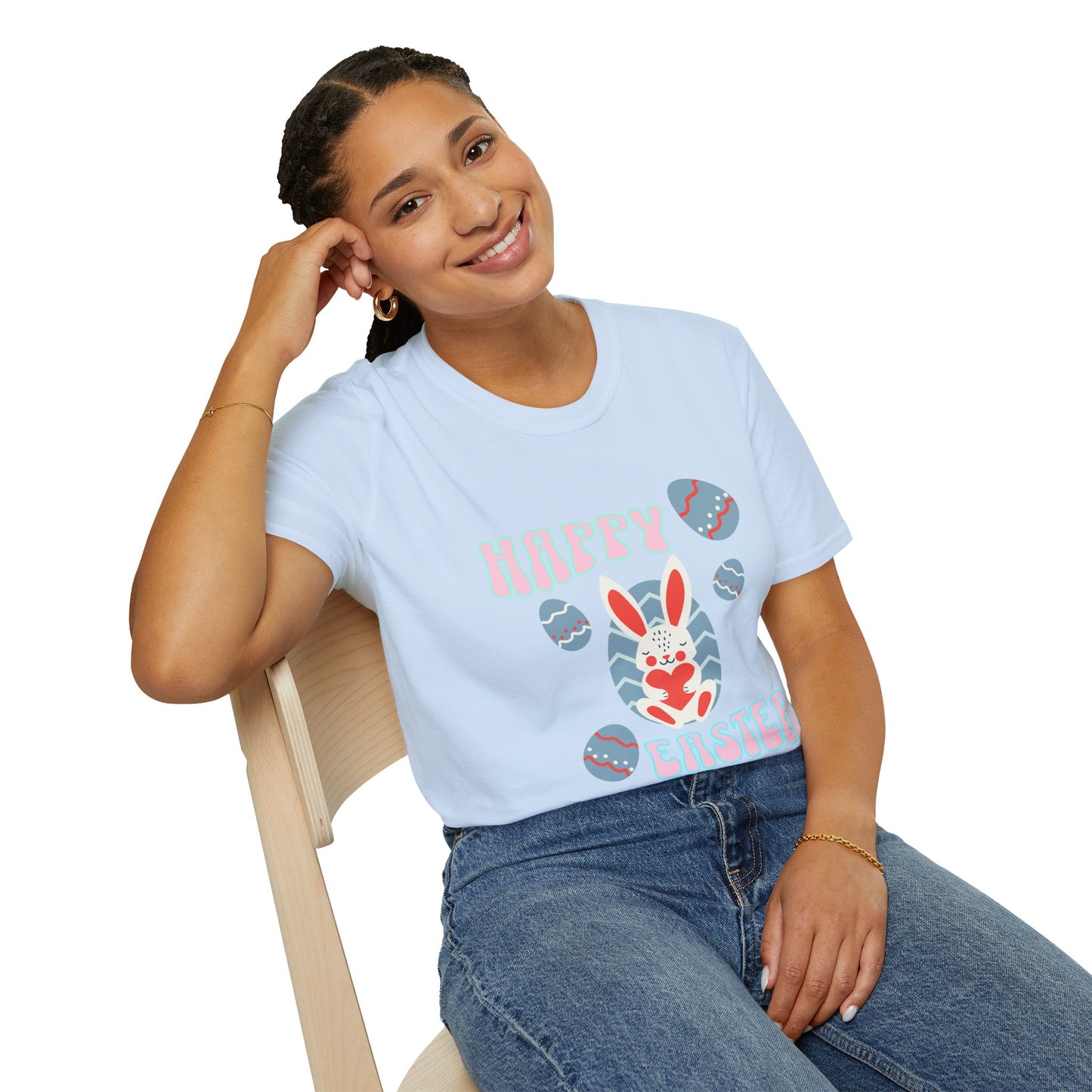 Happy Easter Bunny T-Shirt — Cute Pastel Easter Eggs Design