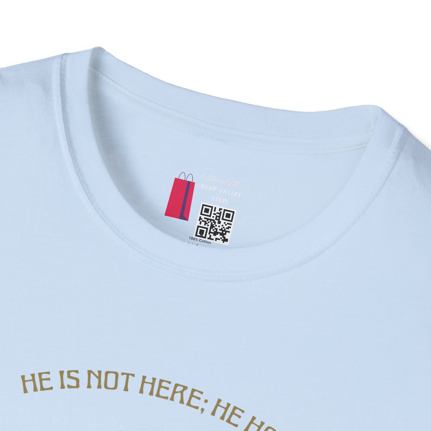 Christian Risen Cross T-Shirt — "He Is Not Here, He’s Risen" Easter Tee