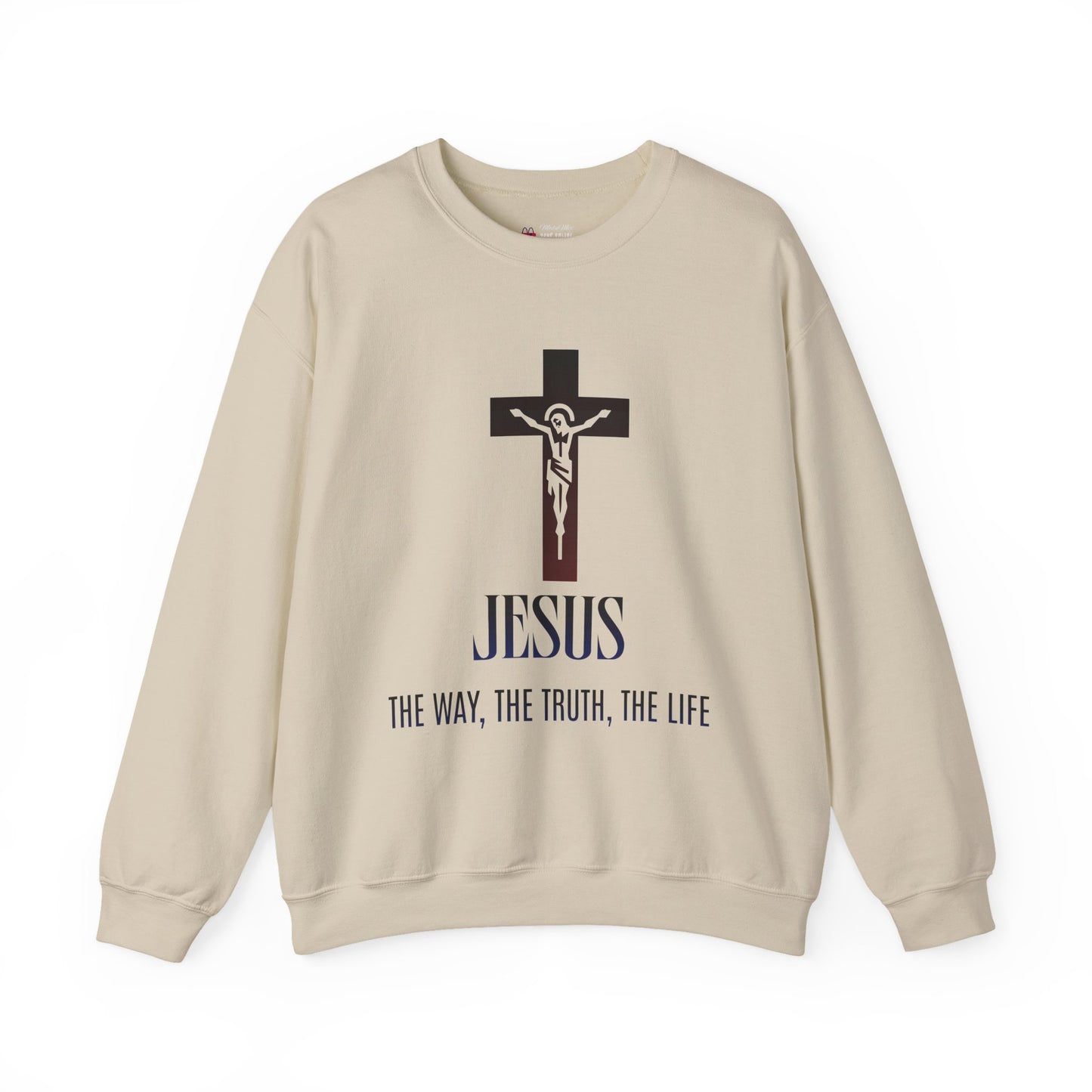 Jesus Cross Crewneck Sweatshirt — "The Way, The Truth, The Life" Christian Pullover