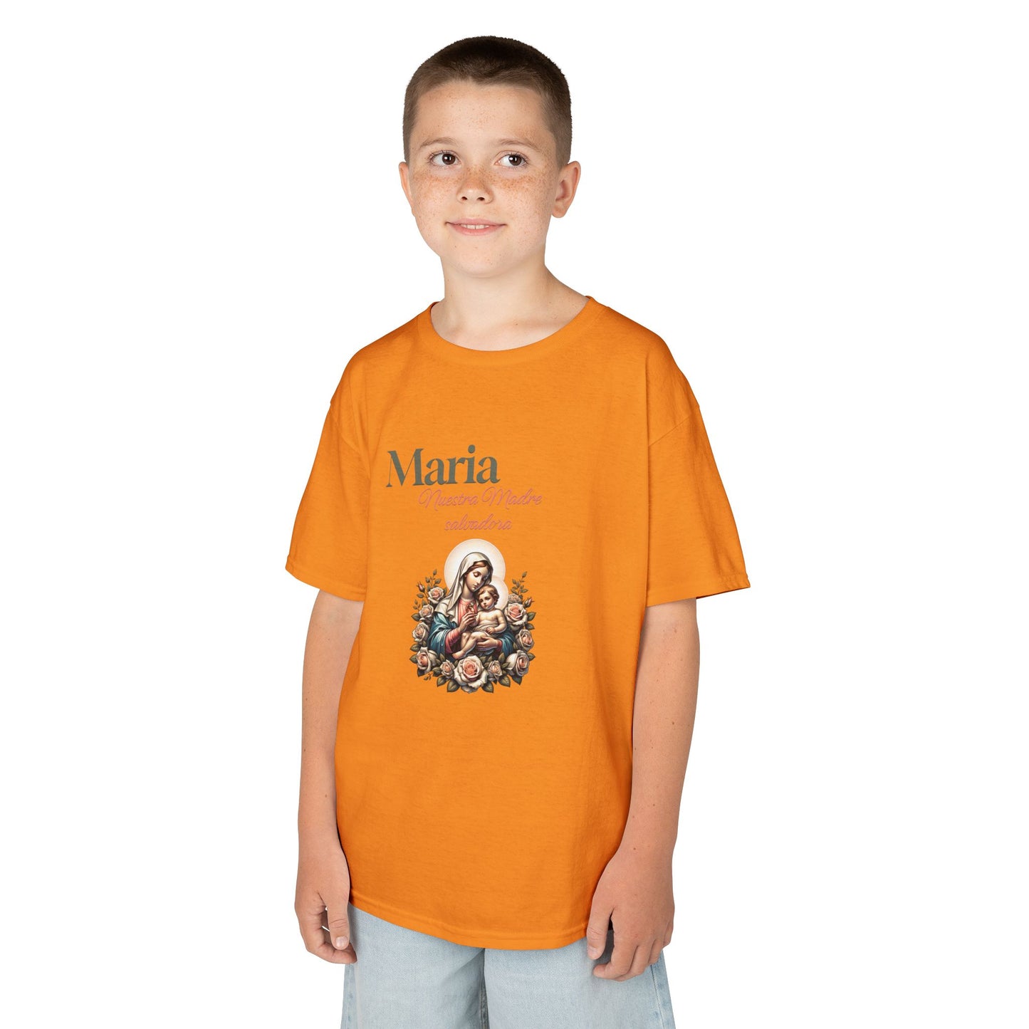 Kids Maria Virgen Faith T-Shirt — Religious Catholic Children's Tee