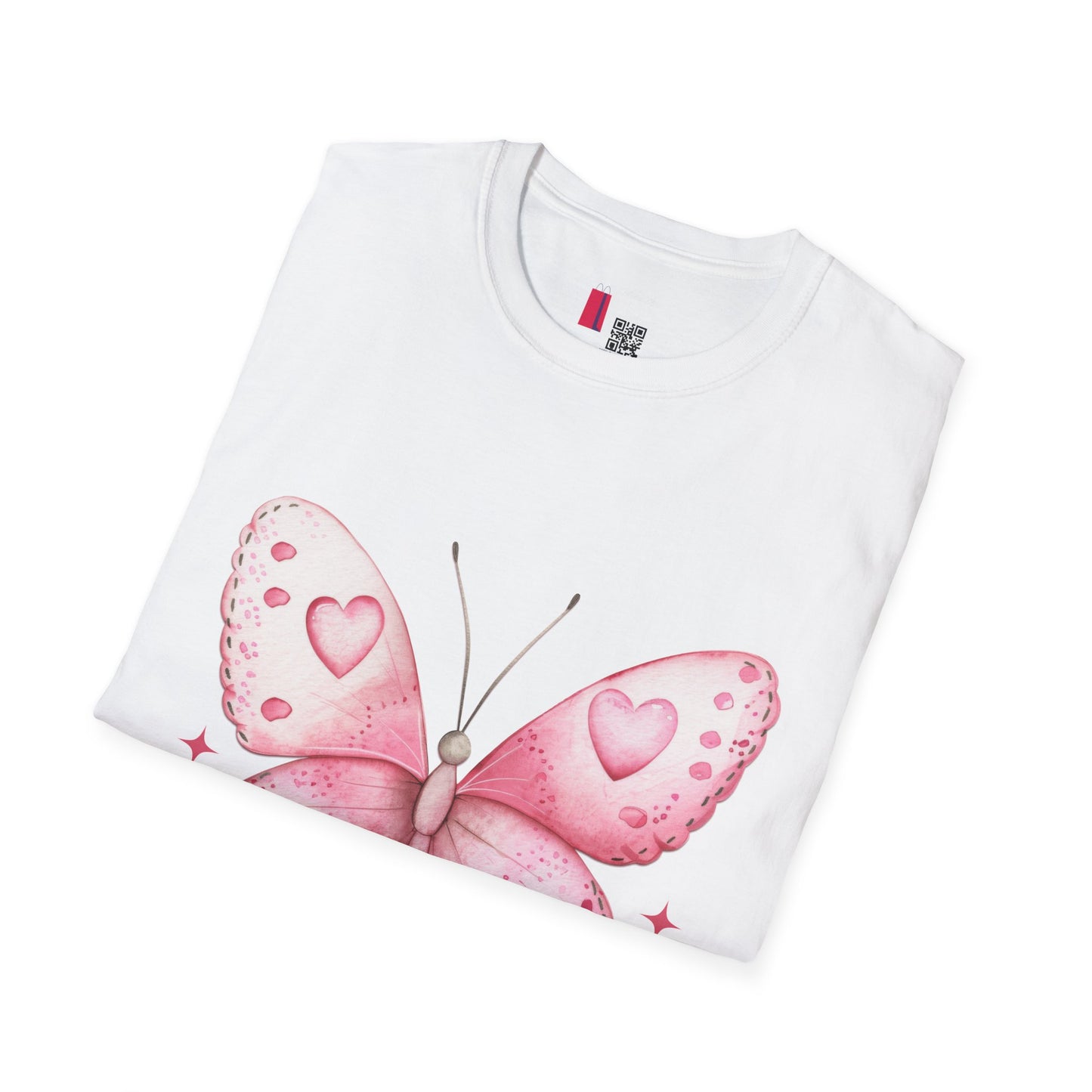 Pink Heart Butterfly T-Shirt — Cute Romantic Graphic Tee