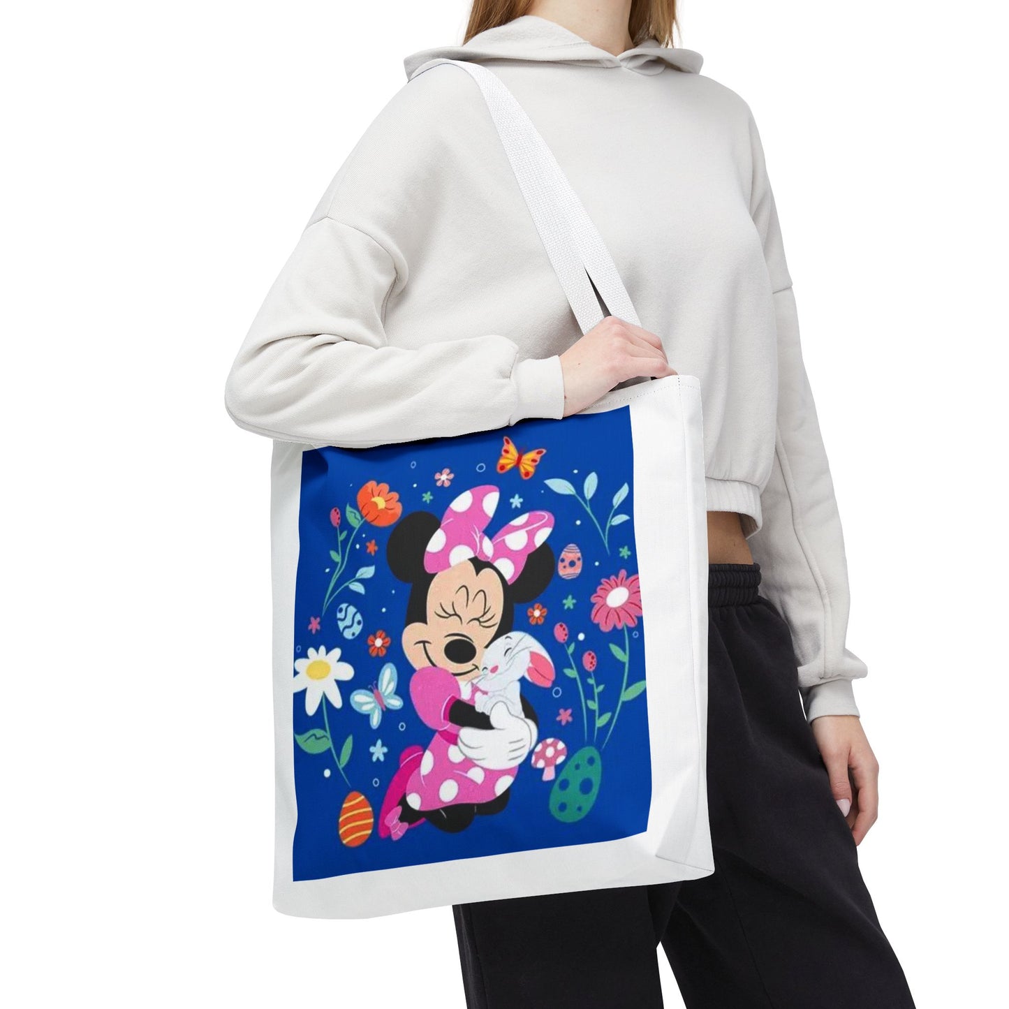 Floral Minnie Bunny Tote Bag — Cute Easter Canvas Carryall