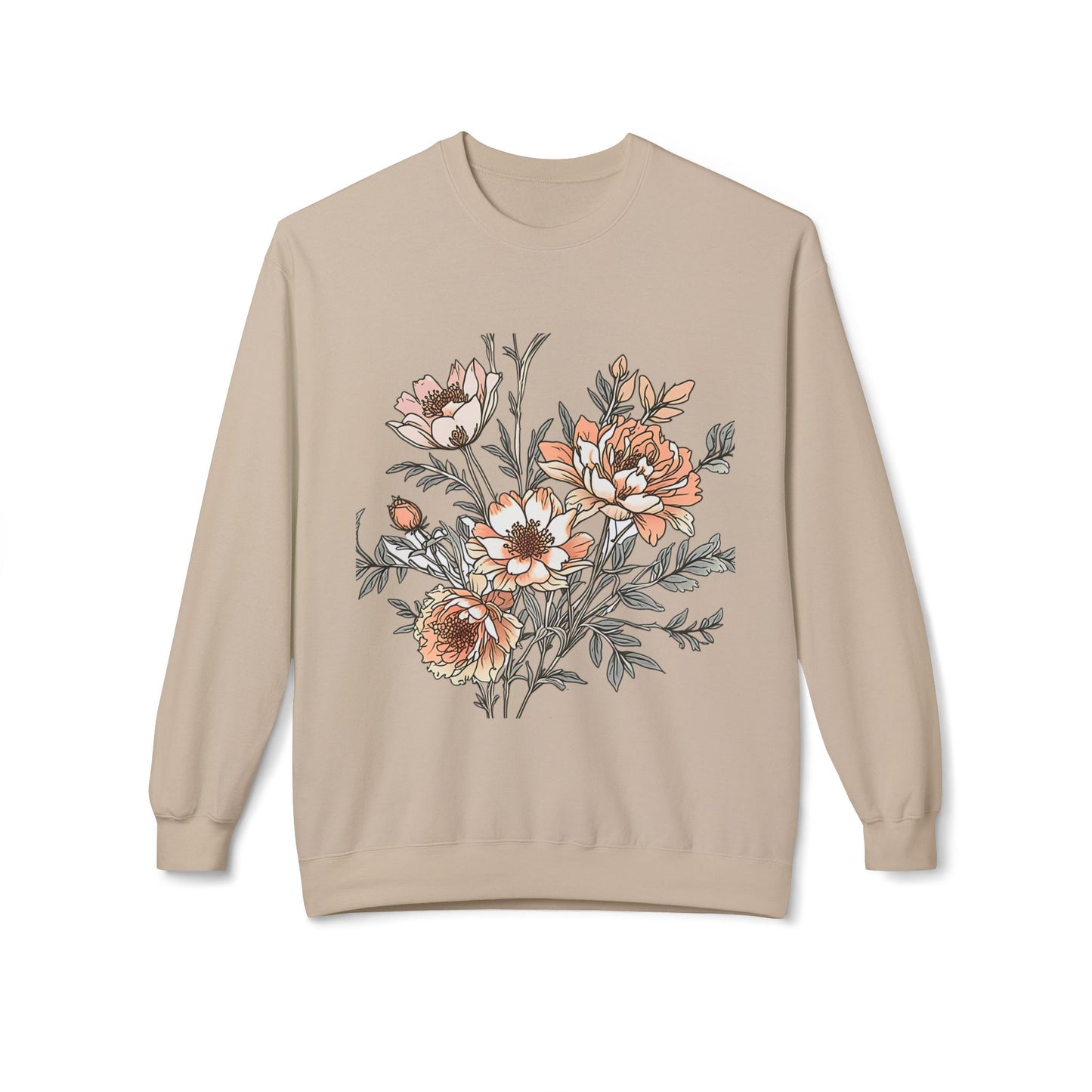 Floral Bouquet Crewneck Sweatshirt — Vintage Peach Blooms