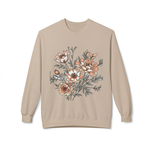 Floral Bouquet Crewneck Sweatshirt — Vintage Peach Blooms