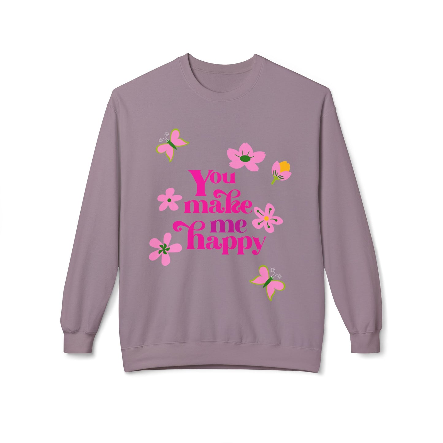 You Make Me Happy Floral Crewneck Sweatshirt