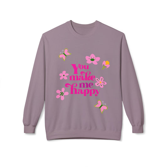 You Make Me Happy Floral Crewneck Sweatshirt